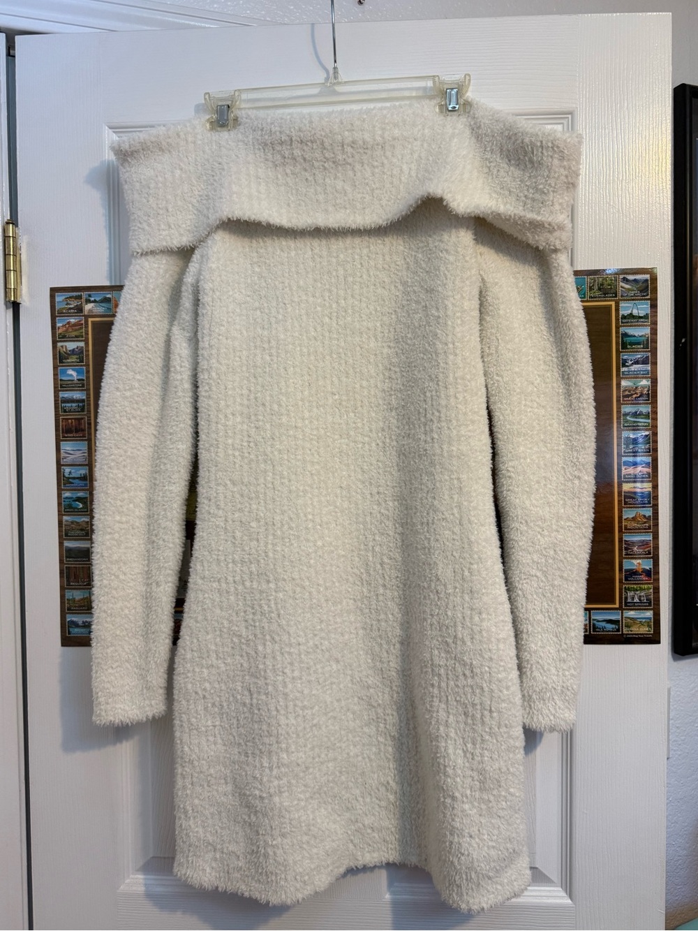 wild fable off the shoulder white sherpa style winter dress